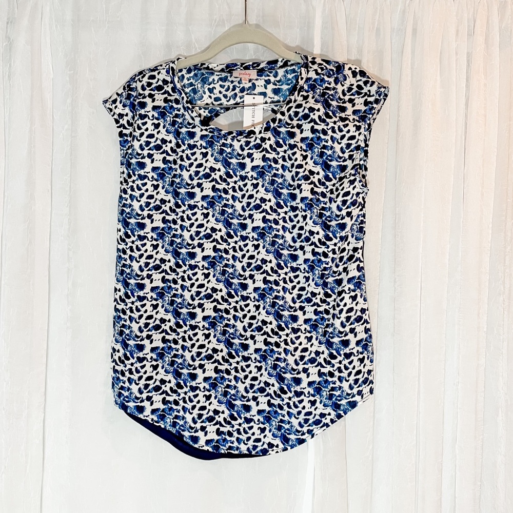 Pixley Mixed Material Blue Blouse NWT XS